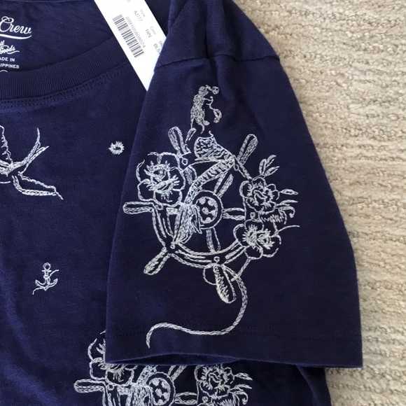 J.Crew Embroidered Nautical Navy Tee - Picture 6 of 7
